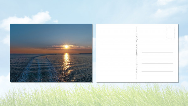 Postkarte Nordsee-Sonnenuntergang vor Föhr